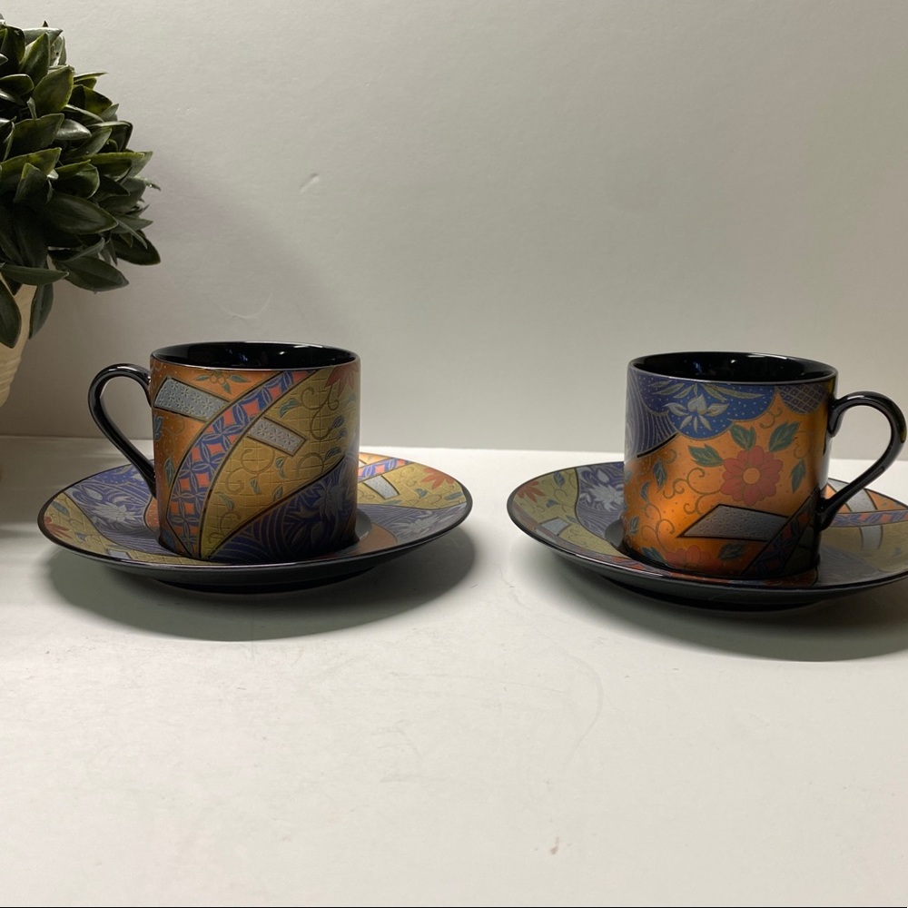 2 Vintage Nagoya Japan Ceramic Teacup & Saucer Sets